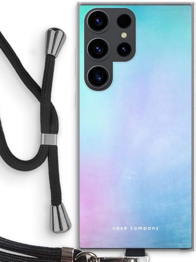 Hoesje met koord geschikt voor Samsung Galaxy S23 Ultra hoesje met Koord - Mist pastel - Telefoonhoesje met Zwart Koord - Bescherming aan alle Kanten en Over de Schermrand
