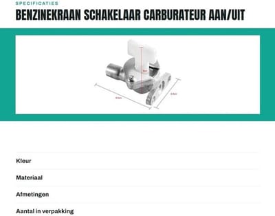 Benzinekraan Schakelaar - Carburateur Aan/Uit Tap - Eenvoudig te Bevestigen - Geschikt voor Mini Moto - Ideaal voor en Dirt Bike - Be...