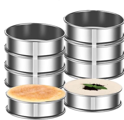 Set van 8 roestvrijstalen ronde bakringen voor muffins en pannenkoeken