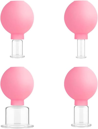 Allecto- Gezichtsmassagebekers - Huidlift - Cellulitisreductie - Roze - Massage - Ontspanning - Geschikt voor Alle Huidtypen - Model C - 4 stuks siliconen gezichtsmassagebekers voor huidlift, cellulitisreductie, gezichtsmassage - roze.