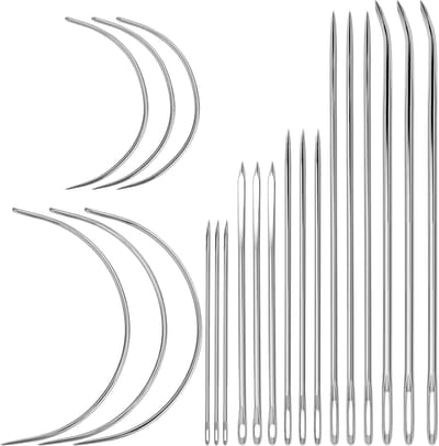 21 stuks lederen naald zadelgaren lederen naalden C gebogen naalden meerdere stijlen naainaalden lederen naaigaren handbreigereedschap voor portemonnees rugzakken schoenen padding mat canvas reparatie