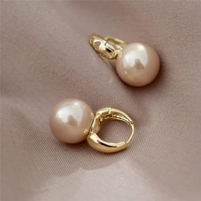 Zilveren Kleur Parel Studs Creolen voor Vrouwen Gouden Kleur Oorbel Minimalistische Creolen Bruiloft Mode Sieraden champagne