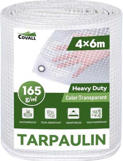 Doorzichtig zeil - Beschermend zeildoek - Buiten beschermen - Scheurvast waterdicht - 4 x 6 meter - Transparant
