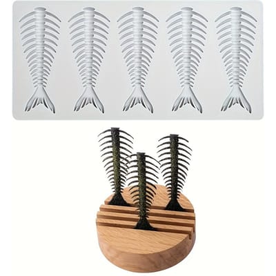 Siliconenmal 3D Visgraat Suiker Kant Bakken, Polymeerklei, Suikerwerk, Cupcake, Taartdecoratie, Chocolade, Hars, Zeep, Makkelijk Schoon te Maken Fish Bone gray