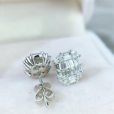 Pierre précieuse en cristal naturel 1 carat Argent sterling S925 100 % véritable Boucle d'oreille à tige Pour femmes Bijoux en argent 925 Boucle d'oreille Bijuteria Fille argent antique