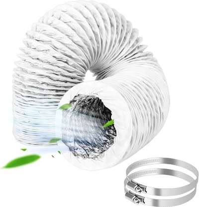Afvoerslang, 100 mm, flexibel 3 m, pvc-ventilatieslang, aluminium buis, afvoerslang met 2 slangklemmen, roestvrij staal, voor airconditioning, afzuigkap, wasdroger, afvoerventilator
