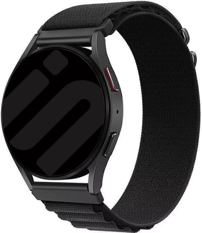 Strap-it Smartwatch bandje 20mm - Alpine nylon bandje geschikt voor Samsung Galaxy Watch Active (2) / Watch 3 - 41mm / Watch 1 - 42mm - Polar Ignite / Unite - Amazfit Bip / GTS - Withings ScanWatch 2 - 42mm / Nova / Steel HR Sport - zwart