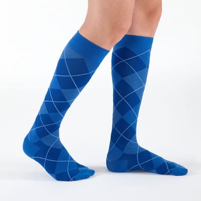 Sigvaris Microfiber Shades Steunkousen Heren Argyle Blauw-Maat: 45 - 48