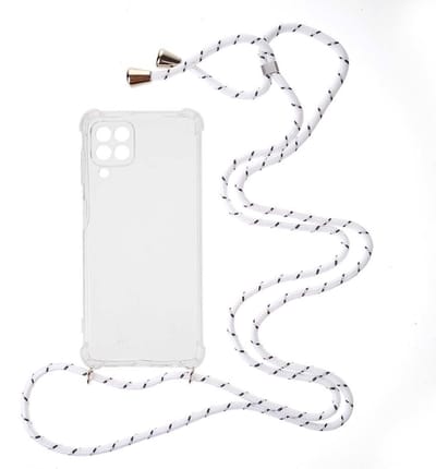 Shop4 - Samsung Galaxy A22 4G Hoesje - Zachte Back Case TPU Siliconen met Koord Multi Wit