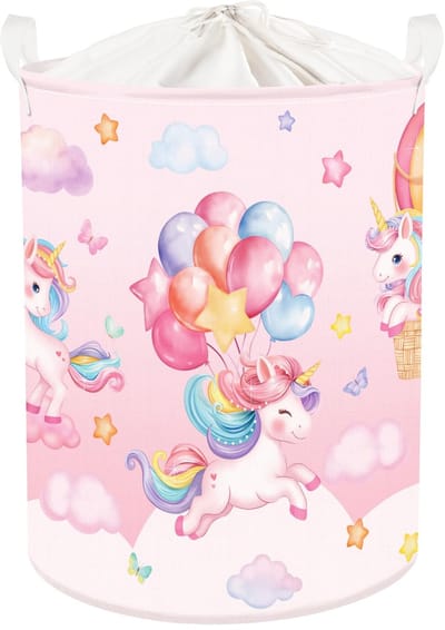 Unyqoos® Opvouwbare Regenboog Wasmand voor Kinderen met Eenhoornontwerp, Ideaal voor Speelgoed en Kledingopslag