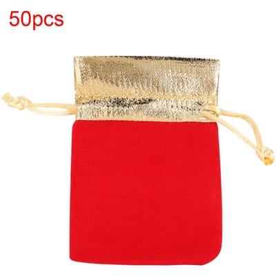 50 stuks 7 x 9 cm Fluwelen Zakje Zacht Trekkoord Portemonneetje Sieraden Bruiloft Cadeau Opbergzakje Zwart beige