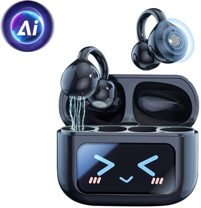 M100 - Open Ear Oortjes - Oortjes Draadloos - Sport Oordopjes - AI vertaalfunctie - 5.4 Bluetooth - Clip On - Hardlopen - 48 uur - Spatwaterdicht - XP67 - Oorclips - Zwart