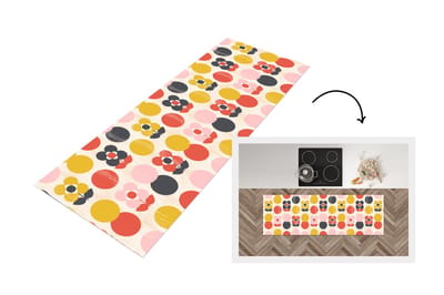 Keukenloper 150x50 cm - Keukenmat vinyl Retro - Design - Bloemen - Pastel - Keukenmatten loper - Keuken vloerkleed tapijt