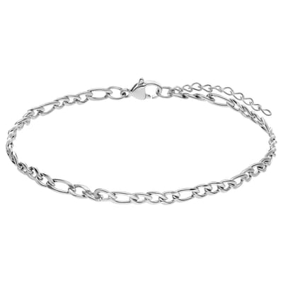 Lucardi Dames Stalen armband figaro 4mm - Armband - Staal - Zilver - 19 cm