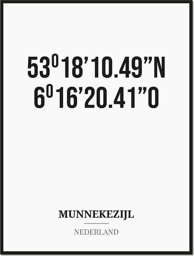 Poster/kaart MUNNEKEZIJL met coördinaten