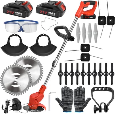 Accu-Grasmaaier – 1800W Borstelloze Motor, 1500 tpm, 15cm Snijbreedte, 2 Batterijen, Verstelbare Hoogte – Voor Thuis & Tuin