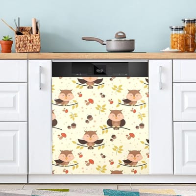 Vaatwasserhoezen - Keuken Decor - Keuken Opfrissen - Magnetische Bevestiging - 58 x 66 cm - Uil Design