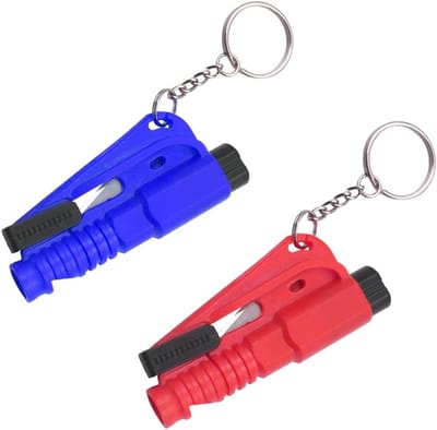 Dailygoods - 2 stuks auto Escape Tool met clip Car Safety Keychain: 2 in 1 seatbelt cutter en venster breaker, auto veiligheidshamer, seatbelt cutter, noodhamer met zadel-cutter, Escape Tool voor auto's, bussen