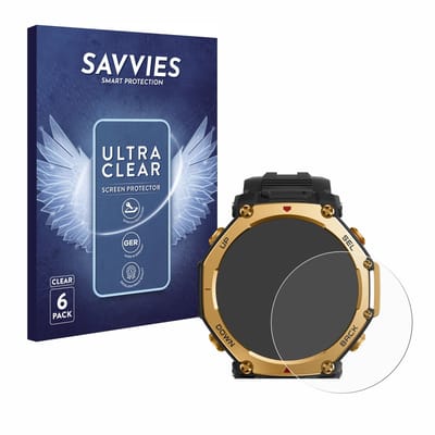 Savvies - Screenprotector voor Huami Amazfit T-Rex 3 Pro (48 mm) - Folie Beschermfolie transparant 6 Stuks