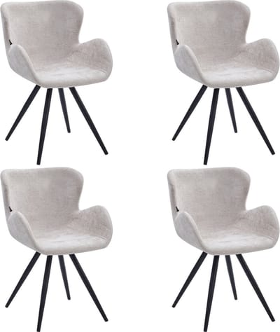 Colenis® - Anabella Eetkamerstoel - Set Van 4 - Beige - Chenille Stof - Industrieel - Met armleuning