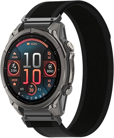 Strap-it Nylon 'Trail' loop bandje geschikt voor Garmin Fenix 9 (43mm) / 9 Pro (43mm) 8 - 43mm / Fenix 7s (Pro - Solar - Sapphire Solar) / Fenix 6s (Pro - Sapphire) / Fenix 5s (Plus - Sapphire) / Epix Pro (Gen 2) 42mm / Instinct 2s - E - Zwart