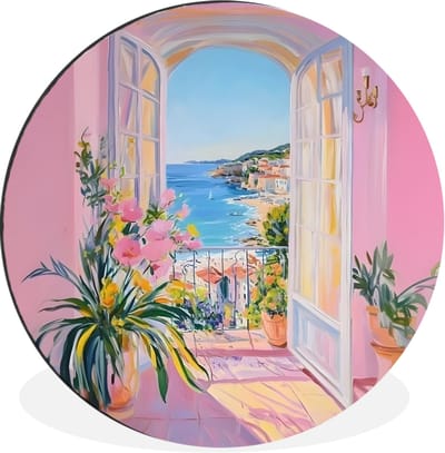 WallCircle - Wandcirkel - Muurcirkel - Roze - Buiten - Verf - Aluminium - Dibond - 30x30 cm - Binnen en Buiten