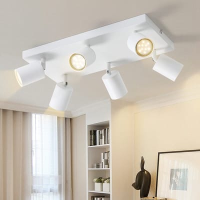 NETTLIFE Opbouwspot - Plafondspot met 6 lichtpunten - GU10 fitting - Wit - Metaal - 350° draaibare spots - opbouwspots - L 40 cm - woonkamer | slaapkamer | keuken - excl. GU10