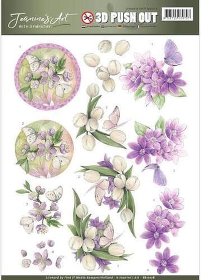 Uitdrukvel  - Jeanine's Art - With Sympathy - Paarse Bloemen