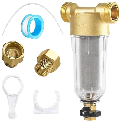 Dailygoods - Uitspoelbaar fijnfilter, waterfilter, huisaansluiting, terugspoelfilter, 2,5 cm, herbruikbaar voorfilter, sedimentfilter, spin down sediment waterfilter