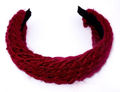 Diadeem grof gehaakt bordeaux rood - winter - winterstof - dikke stof