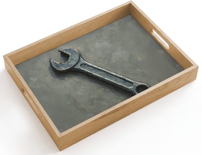 Dienblad hout 40x30 cm - Schootdienblad - Steeksleutel - Schilderij - Gereedschap - Verf - Borrelplank rechthoek - Plateau dienbladen