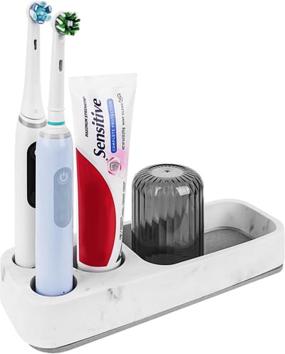 Dailygoods- Tandenborstelhouder diatomeeënaarde - Organizer voor handmatige tandenborstel - Compatibel met Oral-B - Tandenborstelhouder elektrisch - Scheermes houder - Vochtabsorberend materiaal - Tandenborstelstandaard
