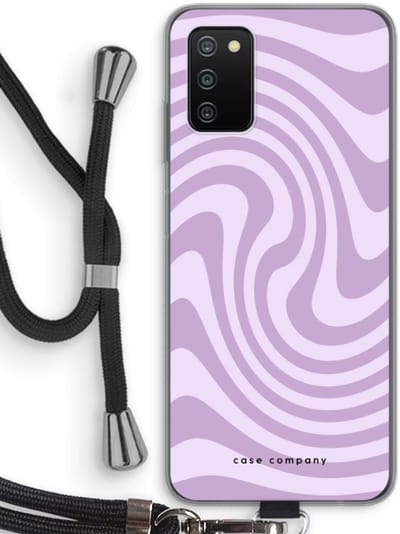 Case Company® - Hoesje met koord geschikt voor Samsung Galaxy A03S hoesje met Koord - Swirl Paars - Telefoonhoesje met Zwart Koord - Bescherming aan alle Kanten en Over de Schermrand
