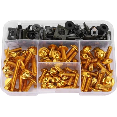 177pcs Kit de Boulons de Carénage pour Moto Universel M5 M6 Convient pour les Sportives Yamaha Or or