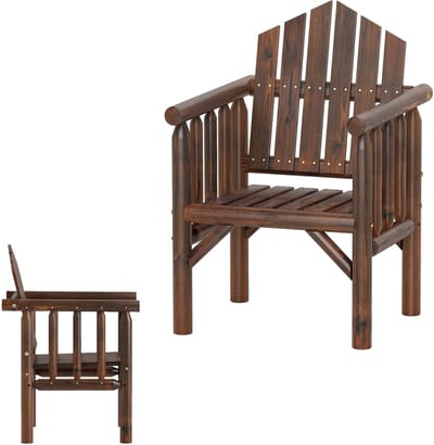 KOMFOTTEU Houten tuinstoel, outdoor stoel met armleuningen en hoge hellende rugleuning, tuinstoel, belastbaarheid 150 kg, terrasstoel voor balkon, achtertuin, 66 x 62,5 x 98 cm