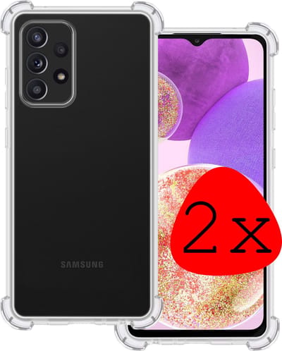 Hoesje 2 Stuks - Geschikt voor Samsung Galaxy A23 - Sterk & Shockproof - Siliconen Case - Back Cover - Telefoon Hoes Shock Proof - Transparant