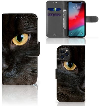 Apple iPhone 11 Pro Telefoonhoesje met Pasjes Zwarte Kat