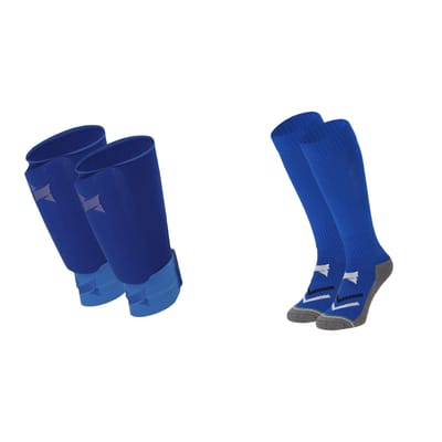 Xtreme - Voetbalsokken + scheenbeschermers + enkelbandjes - Kobalt Blauw - Kobalt Blauw / S