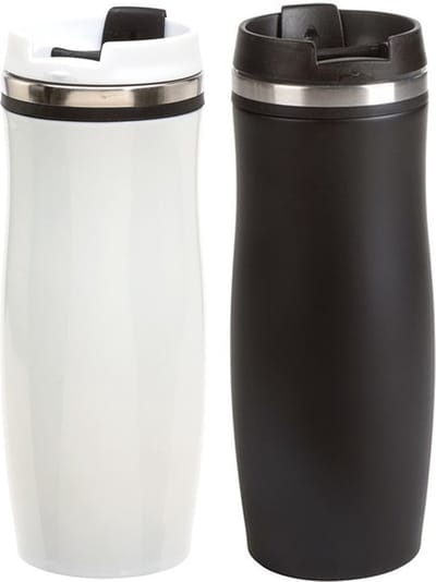 Cuisine Elegance Warmhoudbekers - 2 stuks - zwart en wit/zwart - 400 ml - thermosbekers