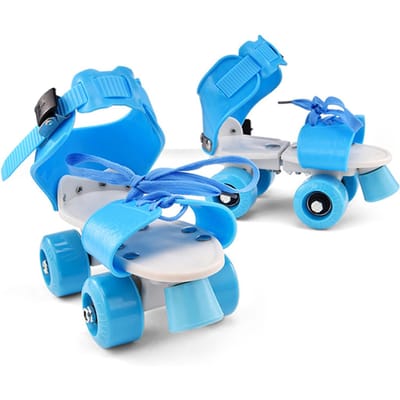 Verstelbare maat kinderrolschaatsen Dubbele rij schaatsen Schaatsschoenen Dubbele wielen Schaatsen voor blauw
