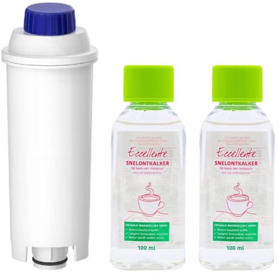1x Eccellente Waterfilter + 2x Snelontkalker voor Delonghi - 2 maanden onderhoudspakket - waterfilters voor Magnifica en Dinamica