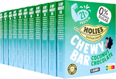 Holie's Chewy bar Coconut Chocolate 3 repen - reep - suikervrij - gezond - vegan - 11 pack