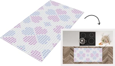 Keukenloper - Loper keuken - Klaver - Patronen - Paars - 120x60 cm - Keukenloper vinyl