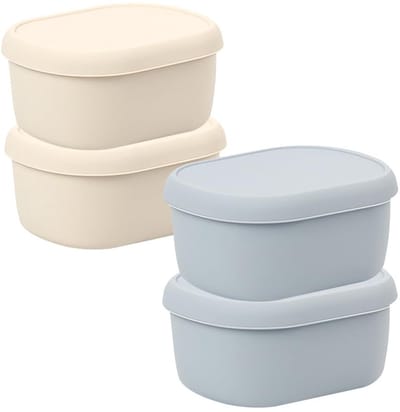 Dailygoods- Snackcontainers 200 ml - Siliconen - Herbruikbaar - Lekvrij - Stapelbaar - Geschikt voor magnetron en vriezer - Vershouddozen
