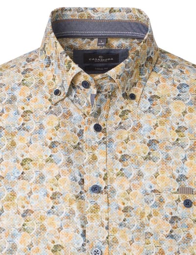 Wit overhemd Casa Moda Casual Fit gestreept blauw bruin