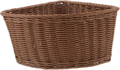 Ventilatorvormige Hoek Opbergmand - Geweven Bureau Organizer en Badkamermand voor Snacks en Kleine Voorwerpen - Lichtbruin Design