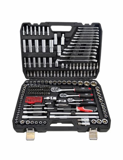 Awtools Black Line - Dopsleutelset - 216 Delig - CrV en CrMo Staal - Ergonomische Rhoekoepbak
