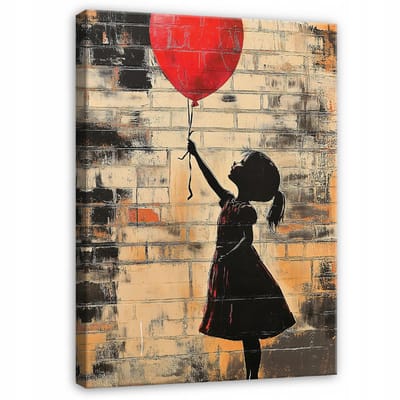 WALLARENA - Canvas schilderij - 100x70 cm - abstracte kunst van Banksy met een meisje voor de slaapkamer