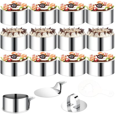 Unyqoos® Uitgebreid bakset met roestvrijstalen dessertvormen en decoratiesjablonen