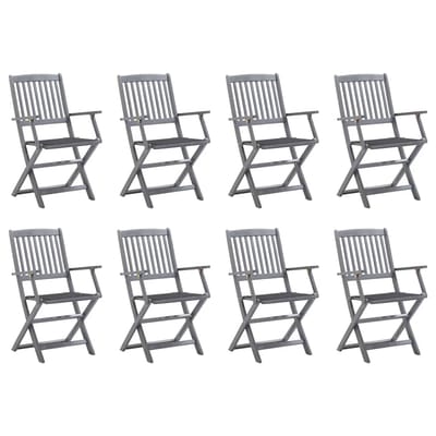 vidaXL - Inklapbare - stoelen - 8 - st - met - kussens - massief - acaciahout